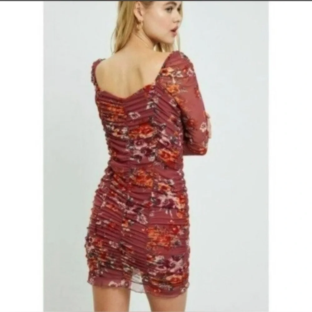 NWT 4SI3NNA Harper Floral Ruche Mini Dress - Picture 2 of 4